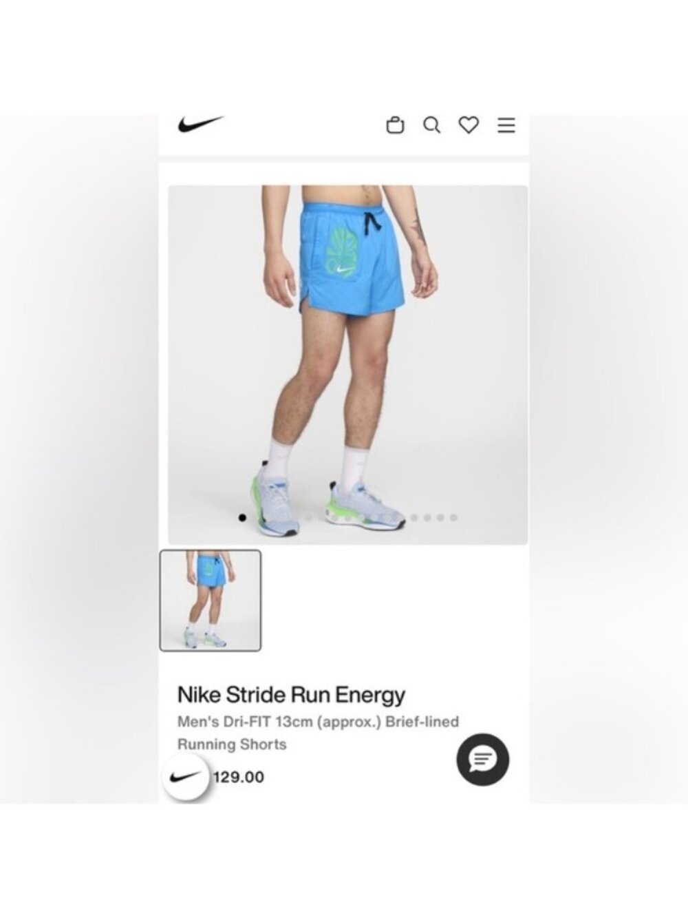 Nike Men’s Blue Running Shorts with Green Graphic